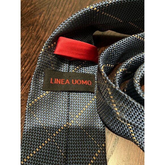 Linea Uomo Men's Patterned Necktie, Blue/Beige, One Size - Picture 2 of 2